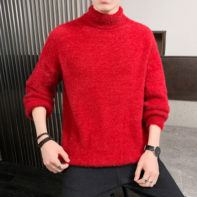 冬季新款男士毛衣厚款中青年时尚保暖加厚粗毛纯色百搭高领可翻折男士针织衫套头男士长袖修身毛衣男士毛衫大码男装轻奢世家