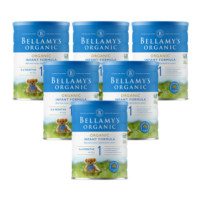 Bellamy's官方授权-贝拉米有机婴幼儿配方奶粉900g1段*6罐(0-6个月)澳洲直邮发货