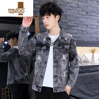 YANXU春季牛仔外套男士韩版修身款休闲帅气棒球服潮流牛仔衣夹克男