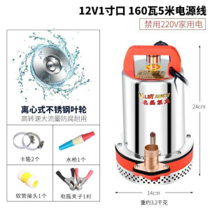 直流潜水泵水泵家用抽水12v24v480v小型电瓶车抽水泵农用 12V1寸口160W5米线送5米管(10年换新)