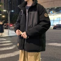 [2.5折价312元]唐狮男款羽绒服男立领撞色口袋小标男款羽绒服冬装外套男立领羽绒服