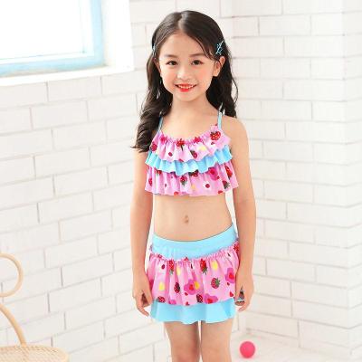 儿童泳衣女分体中大童公主裙式宝宝泳装套装小学生韩版女童游泳衣威珺