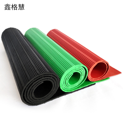 鑫格慧 绝缘橡胶垫耐磨橡胶板条纹款 绿色1米*10米*5mm 卷