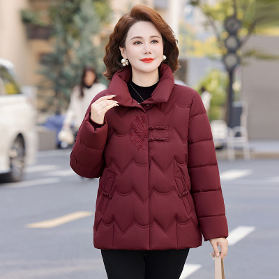 新款女装40-60岁中老年棉衣女冬季立领短款妈妈装50岁加厚衣服女