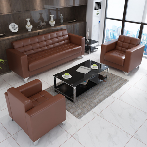 三能 办公沙发休闲会客接待三人位单人位西皮钢架沙发现代简约沙发