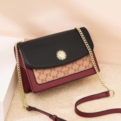 马克华菲印花小方包单肩包斜挎包包女链条包百搭女包