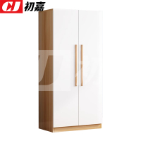 初嘉(CJ) 简约木质衣柜双门衣柜衣服收纳柜 浅胡桃白门 800*500*1800