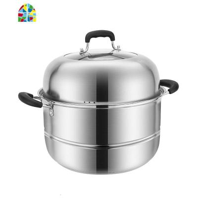 封后蒸锅304不锈钢加厚家用3层2层蒸笼电磁炉汤锅用蒸煮锅 FENGHO 全304蒸锅32cm(带304蒸片)