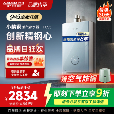 AO史密斯佳尼特[小精钢TCS5]13升精钢燃气热水器 国家补贴 JSQ26-TCS5 安全守护 持久恒温大水量