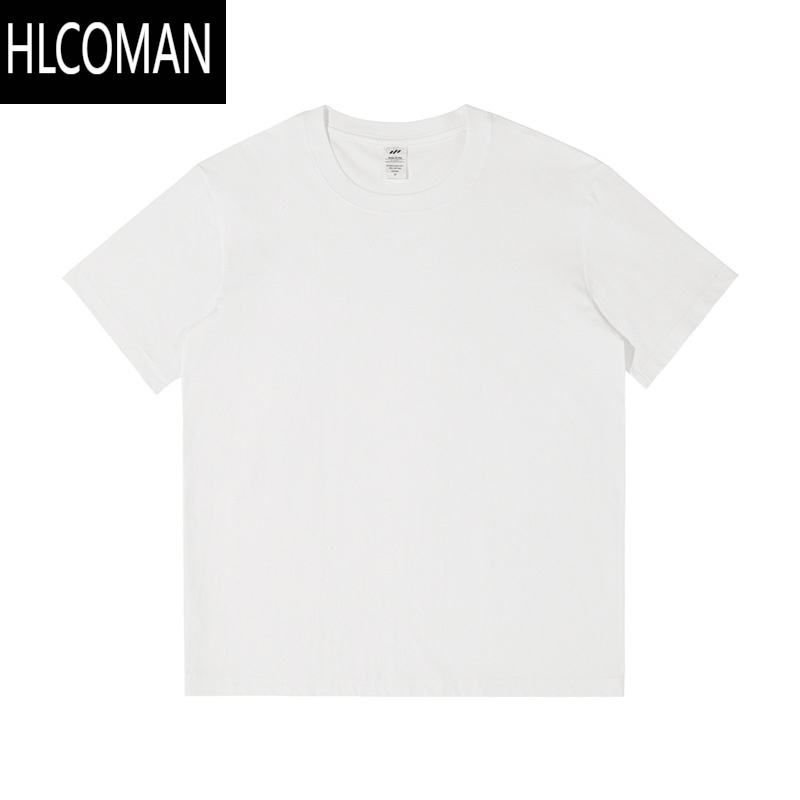 HLCOMAN2024夏季新款圆领短袖T恤男女情侣装半袖体恤百搭白色打底衫