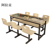 阿拉贡餐桌6人学校食堂小吃店快餐桌椅饭堂钢化玻璃桌1800*600*750
