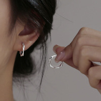 s999足银麻花耳环女小众高级素圈耳圈2024年新款纯银耳环耳扣送女朋友老婆情人节七夕生日礼物