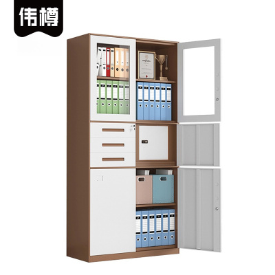 伟樽铁皮文件柜咖套白偏三保900*400*1850mm台