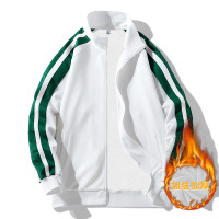 秋冬男装开衫加绒立领卫衣纯色宽松休闲运动男士外套港风潮流时尚