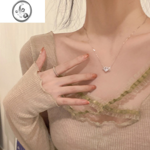 JiMi天使之翼锆石爱心项链女2023年新款小众设计感高级锁骨链闺蜜颈链 天使之翼锆石爱心项链