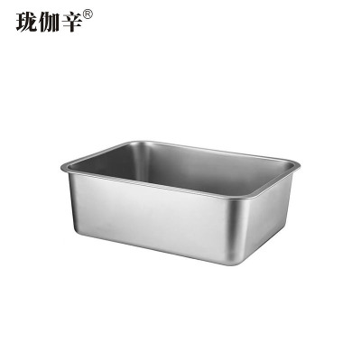 珑伽辛 特厚不锈钢方盘快餐盆 36*27*20cm/个