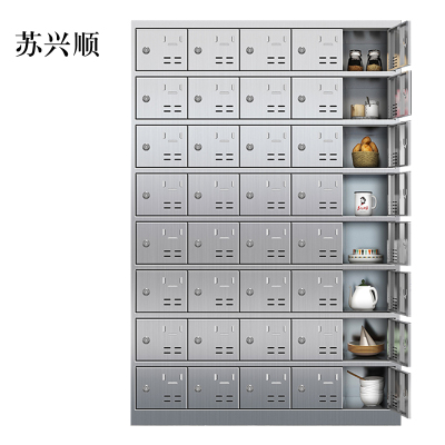 苏兴顺304不锈钢食堂带锁餐具柜40门碗柜餐盘柜餐柜钥匙锁1800*1200*300