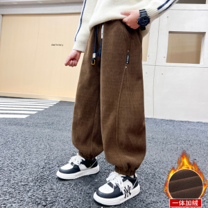 儿童装男童冬装加绒裤子新款中大童秋冬款加厚冬季男孩休闲裤