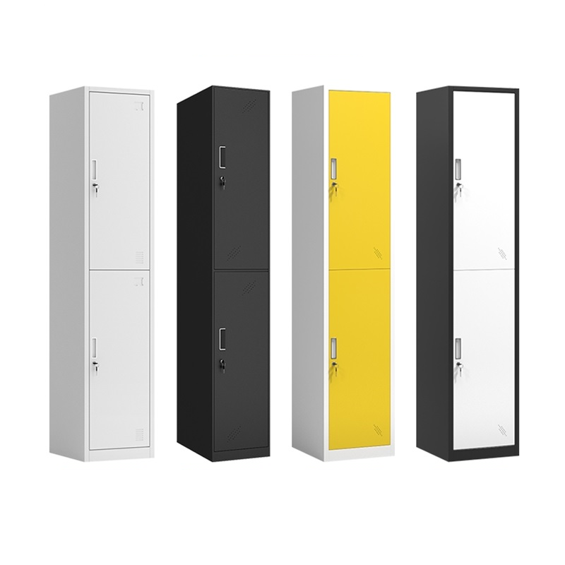易企采 彩色员工单二门更衣柜铁皮储物柜带锁钢制单人收纳柜家用简易铁衣柜