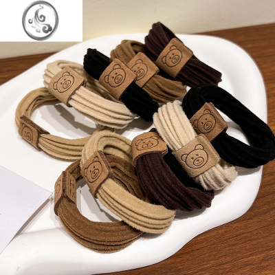 JiMi简约高弹力无接缝小熊头绳皮筋女扎头发圈耐用高马尾头饰发绳皮套