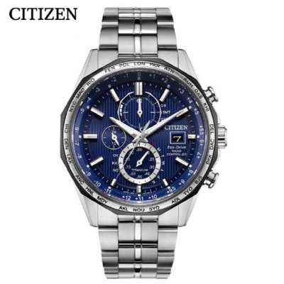 新品国行西铁城(CITIZEN)手表超级空中之鹰系列光动能多局电波舒博钛表带商务男表AT8218-81L