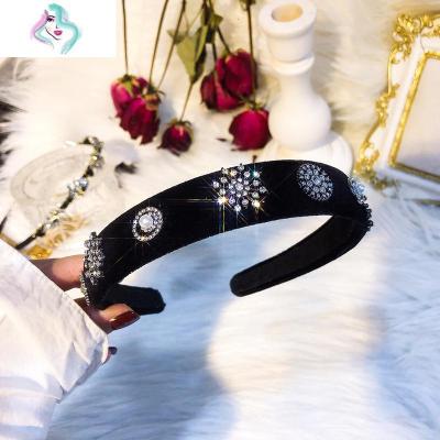 韩国甜美网红仙女发箍女百搭森系超仙外出发卡简约超仙水晶花头饰你那么美复古黑色丝绒发箍发夹