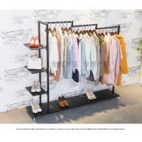 三维工匠服装店衣架展示架鞋包挂衣服架子移动落地男女装店货架侧挂服装架晾晒架 金色长180*宽36*高150送轮子+扳手