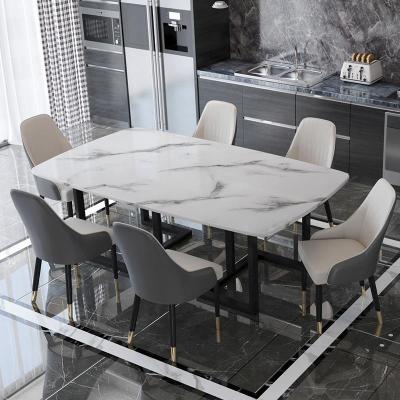 大理石轻奢后现代简约家用小户型吃饭桌子港式意式极简餐桌椅组合
