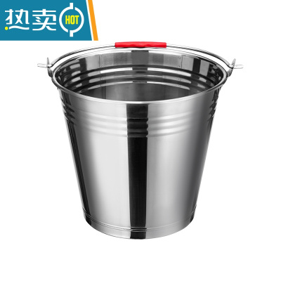 敬平手提式大容量家用储水带盖圆桶食堂油桶加厚铁桶提水桶 28CM特厚钢水桶8升