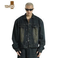 YANXU美式复古廓形水洗做旧牛仔外套男士春季新款街头嘻哈宽松夹克上衣