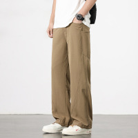 男士卡其色阔腿工装裤 大口袋机能休闲裤 春夏透气街头风裤子男士