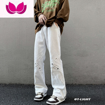 七斓微喇牛仔裤男美式vibe风高街裤子修身小脚设计小众高级感长裤