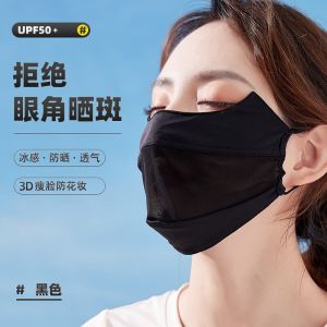 防晒口罩女防紫外线网纱遮阳面罩夏季护眼角显脸小2025新款脸基尼3759A