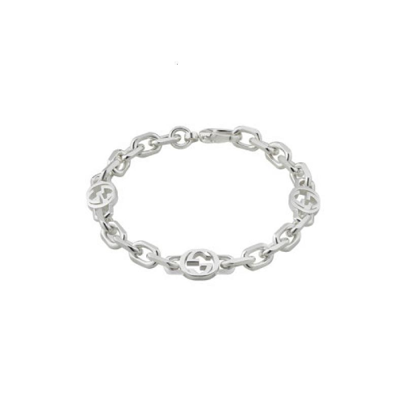 gucci/古驰 23新款 男士925银交织gg细节扣环手链 620798j84008106