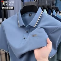 啄木鸟桑蚕丝男士短袖T恤夏季薄款休闲宽松polo衫爸爸装大尺码上衣C