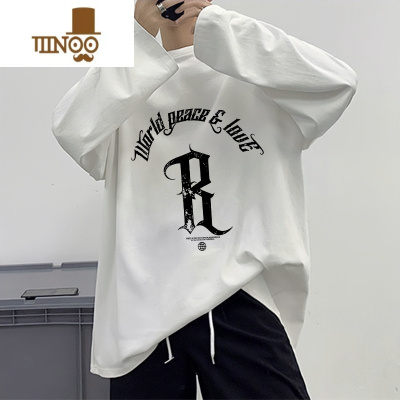 YANXU长袖T恤男生宽松港风chic卫衣潮牌百搭内搭打底衫夏季