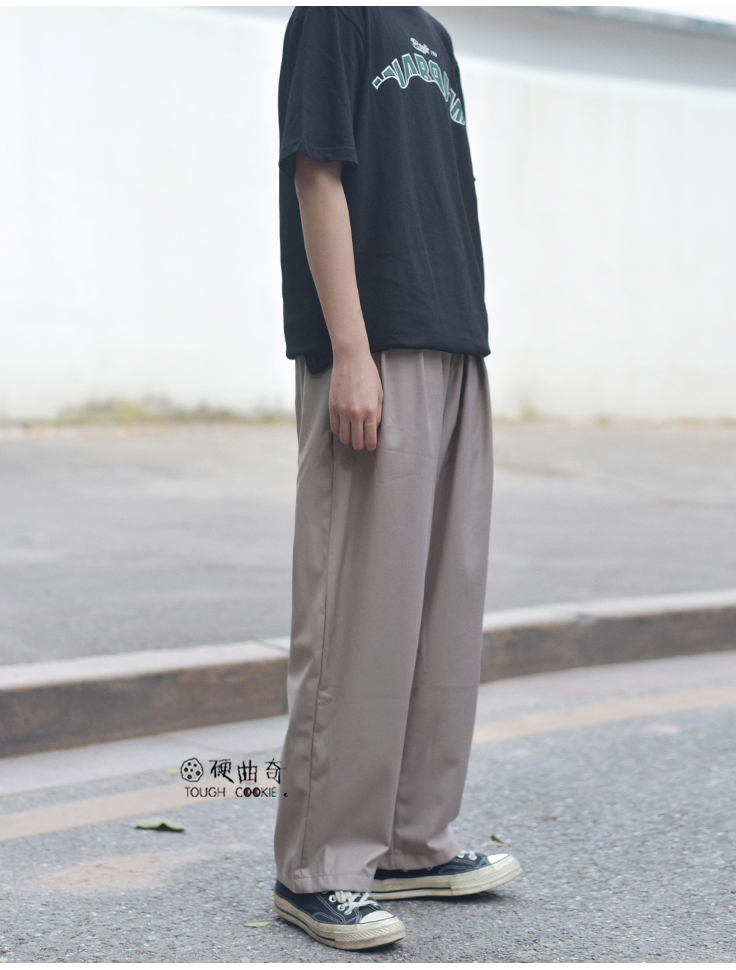 SUNTEK自制日系复古慵懒垂感多褶立体西裤休闲通勤九分直筒宽松两色男女西裤