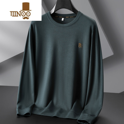 YANXU2023秋季新款卫衣男加肥加大码圆领长袖T恤胖子休闲打底衫潮