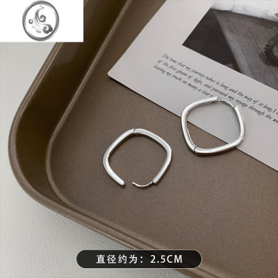 JiMi小众设计几何方形素圈耳环女2023新款嘻哈潮酷耳钉ins冷淡风耳饰