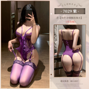 霏慕小胸聚拢显大钢圈半托绑带束腰连体衣性感情趣内衣蕾丝透视女式情趣睡衣透明床上衣服7029