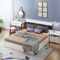 现代简约床板式主卧床榻榻米1.5m1.8米双人出租房床储物大床成人