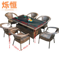 烁恒 户外桌 休闲桌6椅+160x90CM长桌 套