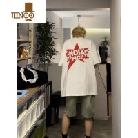 YANXU美式复古t恤男款夏季潮牌星星短袖oversize高街青少年半截袖