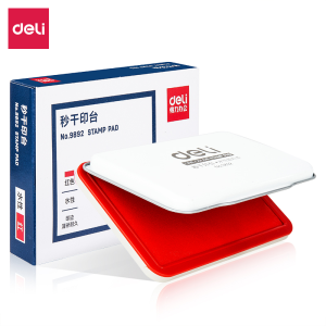 得力9892秒干印台(红)120*80mm金属方形大号秒干印台印泥