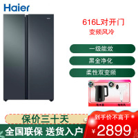 海尔(Haier)对开门冰箱616升容量超薄嵌入 风冷无霜 黑金净化 双变频一级能效 BCD-616WGHSSEDC9