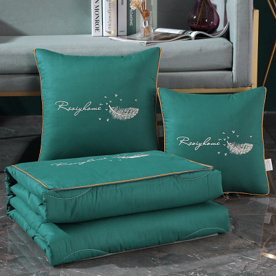 新款13372加密 全棉羽毛款多功能抱枕被 纯棉靠垫被中号礼品