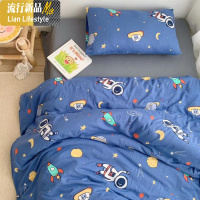 卡通小宇宙天竺棉棉四件套儿童学生床上针织棉被套床笠单 三维工匠