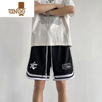 YANXU美式篮球短裤男夏季速干薄款高街潮牌痞帅炸街运动酒红色五分中裤