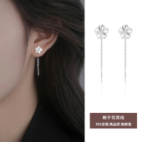 999纯银栀子花耳线女养耳洞耳环2025新款耳饰轻奢高级感耳钉送女朋友老婆情人节七夕生日礼物