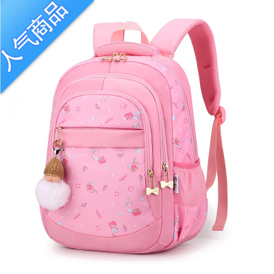 FENGHOU四层女孩背包1-3-6年级小学生书包初中布轻便女童护脊儿童双肩包